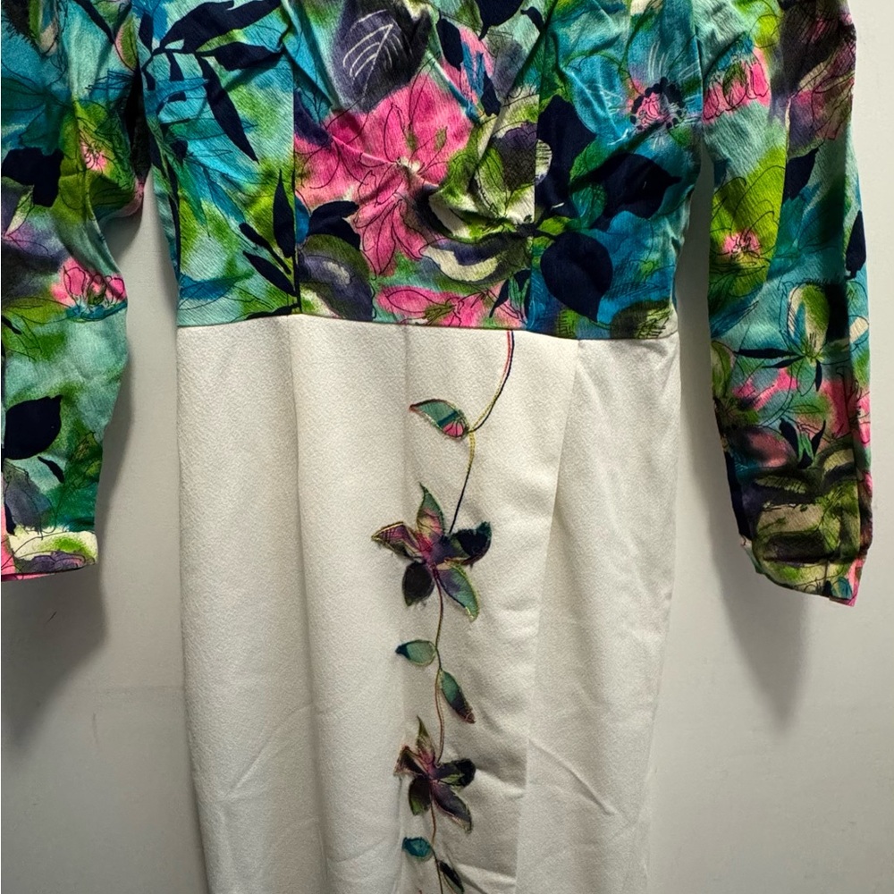 Authentic Vintage flood length dress maxi Floral Multicolor Dress 60s 70s prom